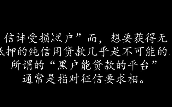 黑户能贷款的平台有哪些，黑户贷款利息高点能下款吗