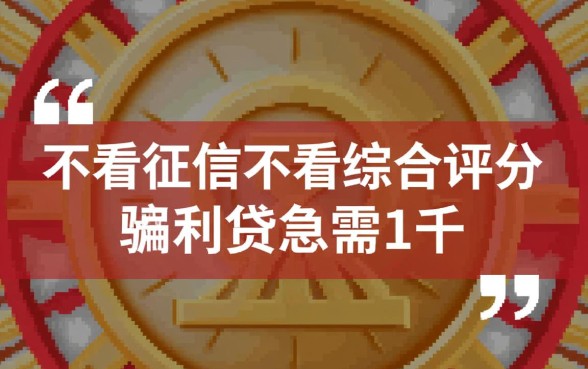 不看征信不看综合评分能借吗，急需一千怎么秒下款？