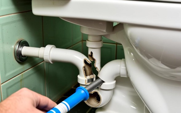 装马桶的下水道里切了个口子怎么处理，下水道破裂怎么修补