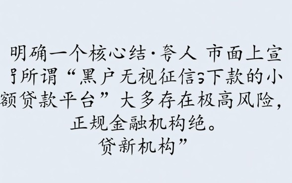 黑户无视征信能下款的小额贷款平台是真的吗，2026哪里借？