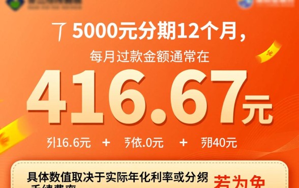 5000元分期12月每月还多少，总共要还多少钱？