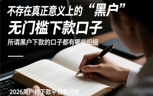 最新黑户下款的口子都有哪些明细，2026黑户秒下款平台有哪些