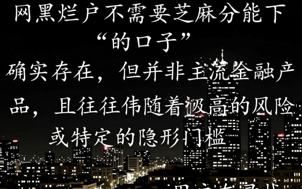 网黑烂户不需要芝麻分能下的口子有哪些，2026怎么申请？