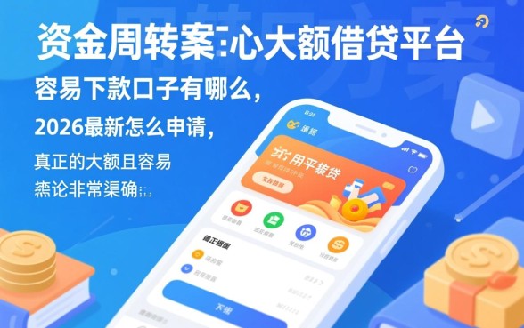 大额借贷平台容易下款口子有哪些，2026最新怎么申请