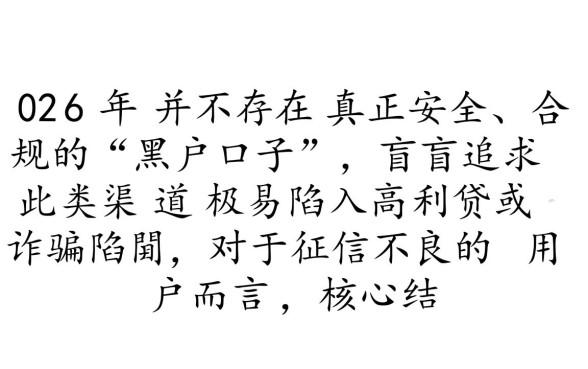 你知道2026年有哪些黑户口子可以申请贷款吗，黑户哪里能下款
