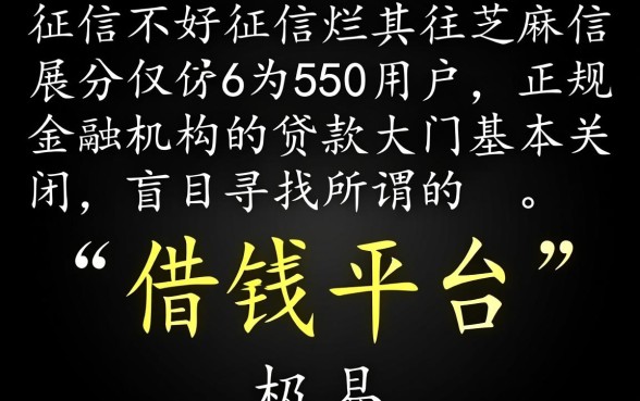 征信黑芝麻信用550怎么借钱，有哪些通过率高的借钱平台？