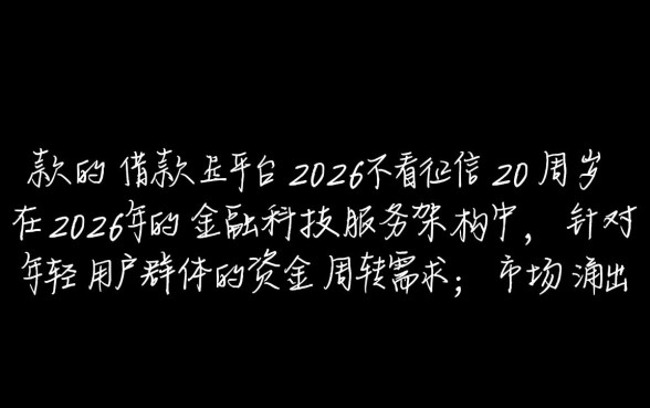 2026好下款的借款平台有哪些，不看征信20周岁能下款吗？