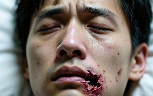 梦见脸裂开是什么意思，鼻子下边的脸皮都开了一个口子