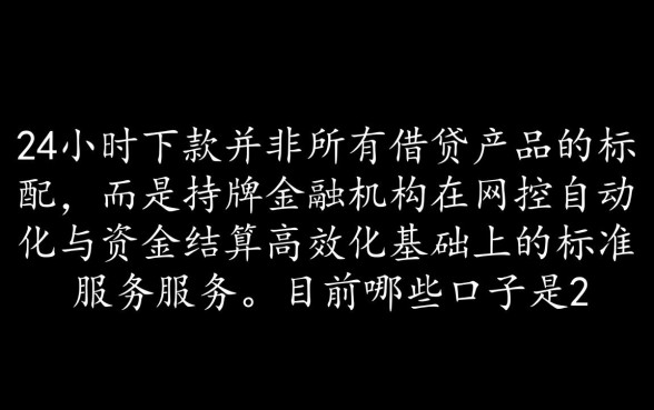 目前哪些口子是24小时下款的，2026最新口子有哪些