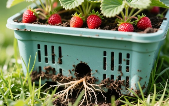 种草莓的筐下面是否要弄个小洞口子吗，草莓种植筐底部要留洞吗？