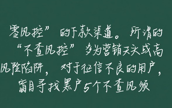 黑户5个不查风控的口子能下款吗，哪里申请最快？