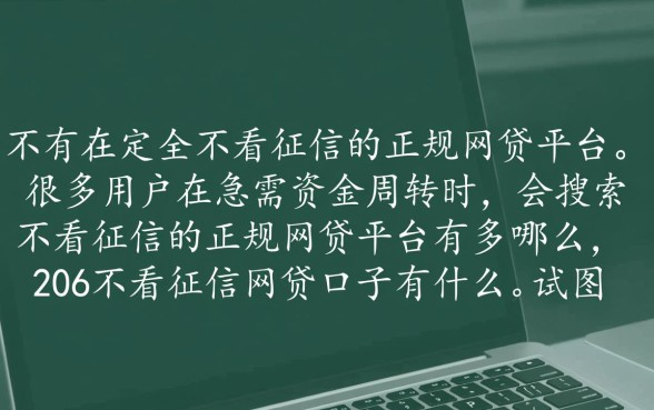 不看征信的正规网贷平台有哪些，2026不看征信网贷口子有哪些