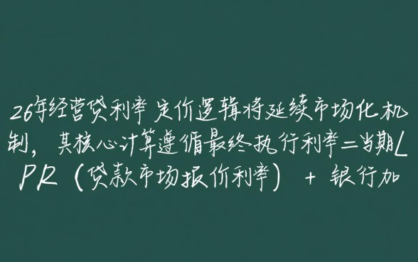 经营贷利率2026年是多少，计算公式怎么算？