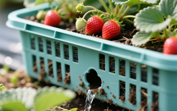 种草莓的筐下面是否要弄个小洞口子，盆栽草莓为什么要打孔