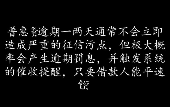 平安普惠i贷逾期一两天会怎么样，会上征信吗？