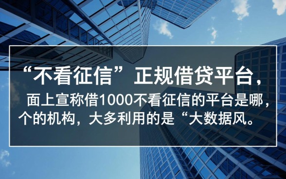 借1000不看征信的平台是哪个，正规不看征信的贷款口子有哪些