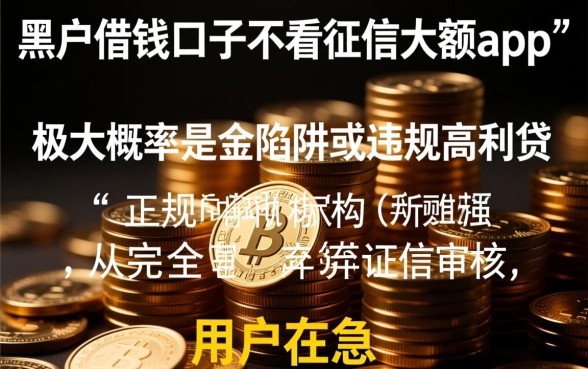 黑户借钱不看征信大额吗，2026哪里有这种口子？