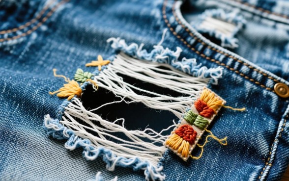牛仔裤上有一个口子怎么弄下来的，牛仔裤破了个洞怎么修补