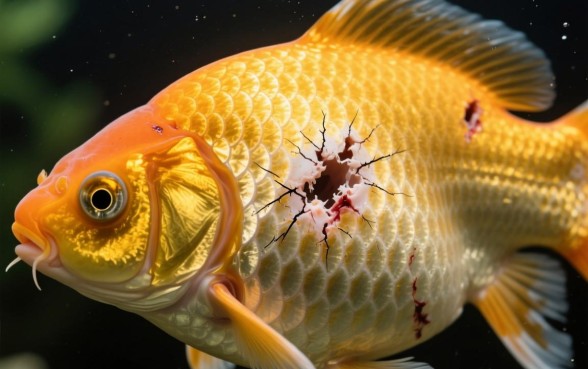 金鱼鱼鳞下有道划痕般的口子是怎么回事，金鱼外伤怎么治？