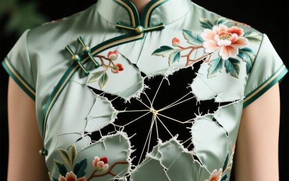 旗袍破大口子怎么补救，旗袍坏了怎么修补视频