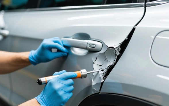 车门上有个口子怎么弄下去，车门凹陷不喷漆怎么修复