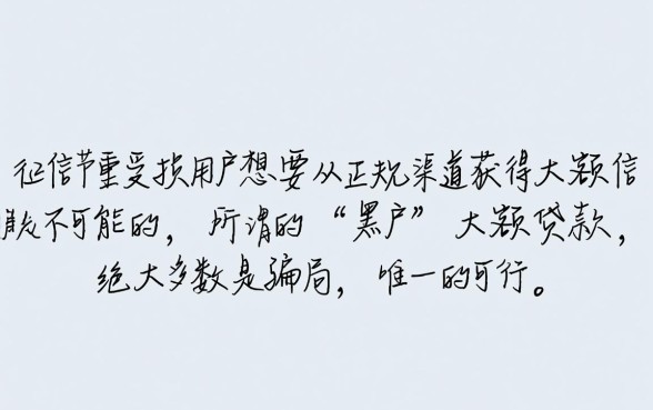 黑户可以办理的大额借款有哪些