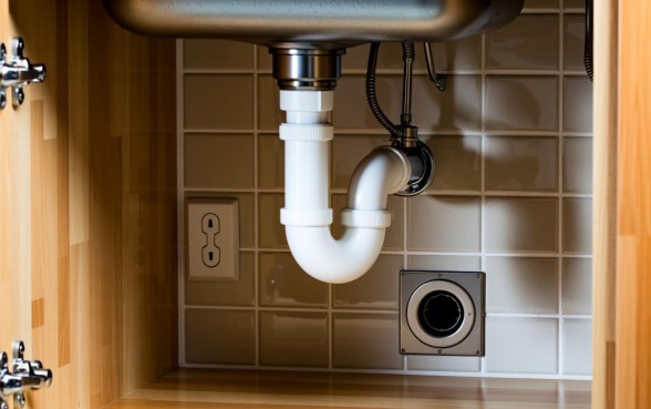 厨房水槽下水管旁边的小口子