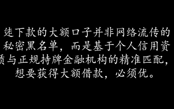 能下款的大额口子大家都说说啊，2026哪个容易通过？