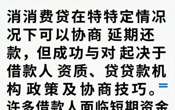 消费贷延期还款如何申请？消费贷可以协商延期还款吗