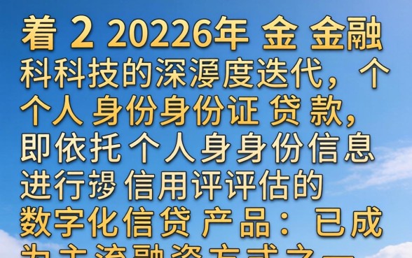 个人身份证贷款如何申请，需要满足什么条件？