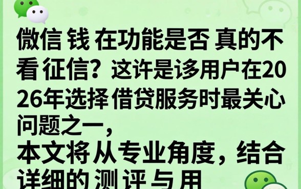 微信借钱功能真的不看征信吗？微信借钱不看征信的秘密大揭秘